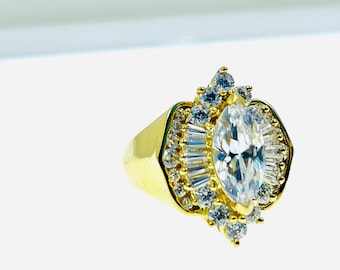 Vintage Gold  over Sterling Silver  Cubic Zirconia  Ring.