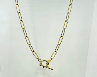 Sterling Silver Paper Clip Link  Chain Necklace.