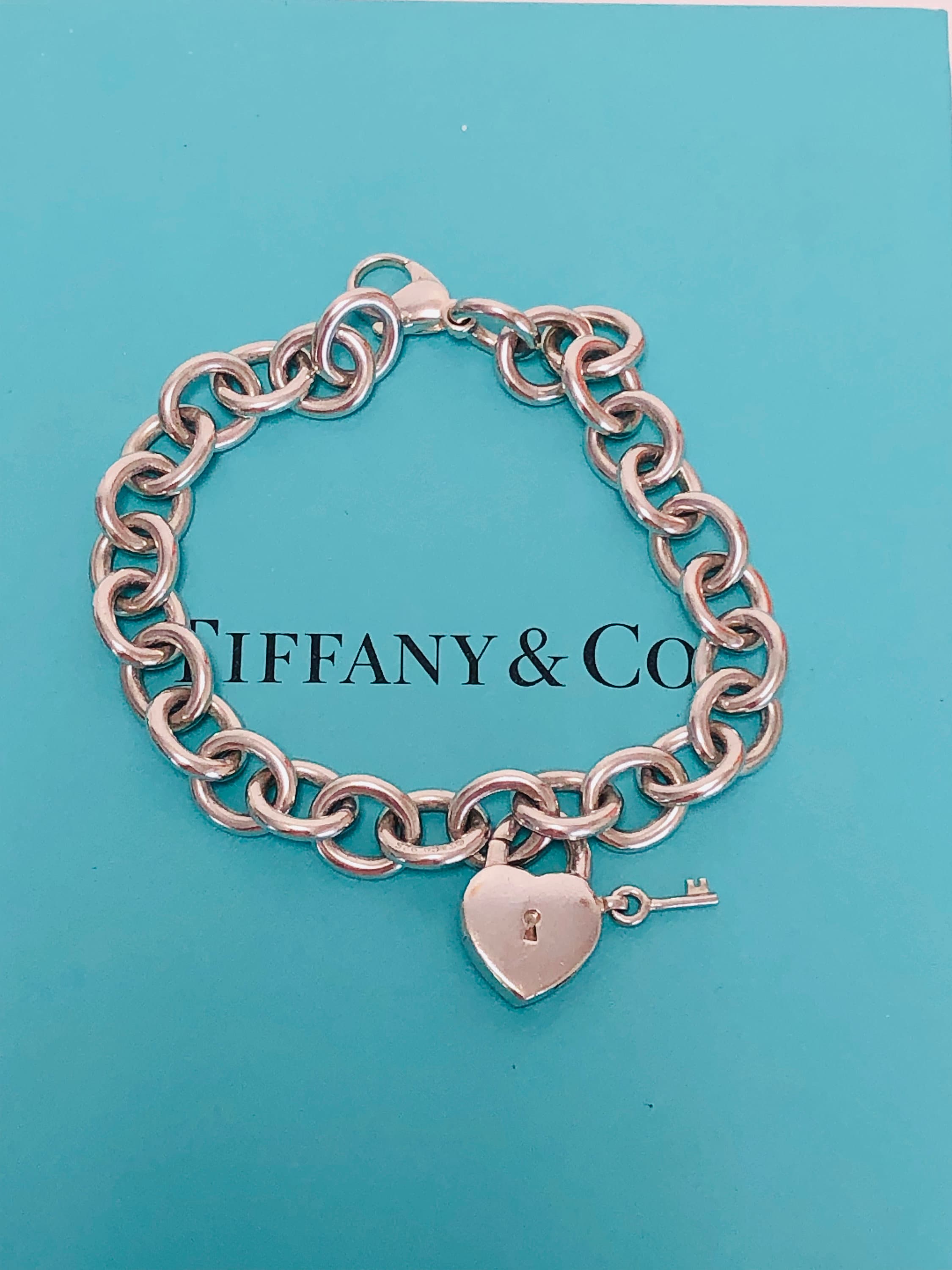 Authentic Tiffany&co.heart and Key Lock Charm Link Bracelet. - Etsy
