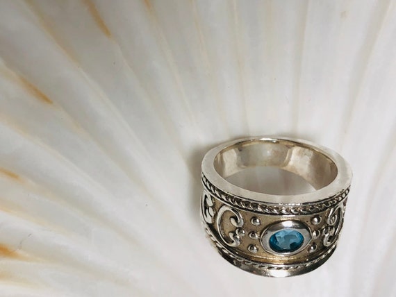 Handmade 925 Blue Zircon or Aquamarine ring - image 3