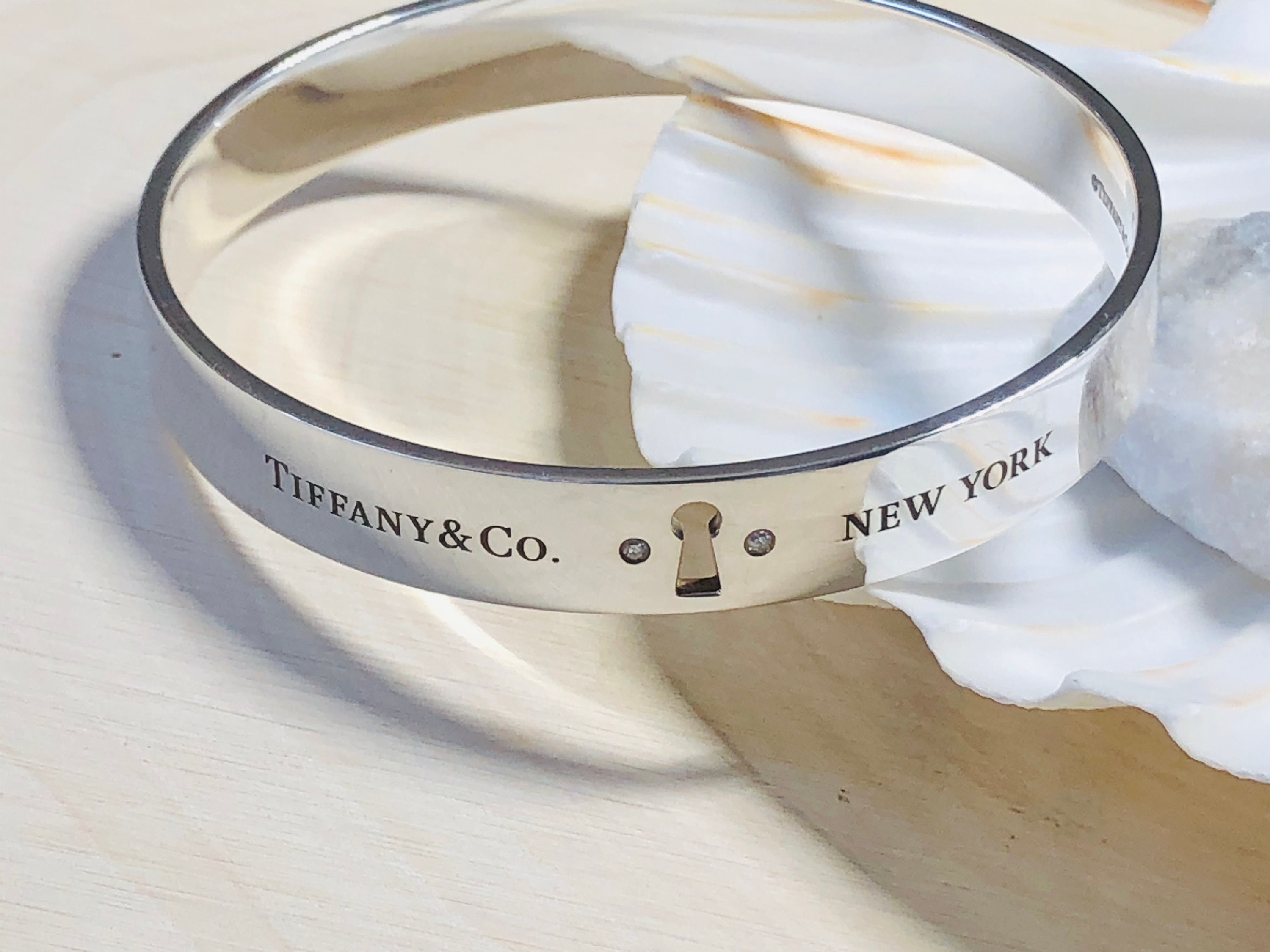 Authentic Tiffany&co Sterling Silver Diamond Locks Bangle. - Etsy