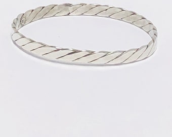 Jonc Torsadé Ancien En Argent 925 Poinçonné MEXIQUE Cuernavaca - Diamètre 60 Mm, Occasion