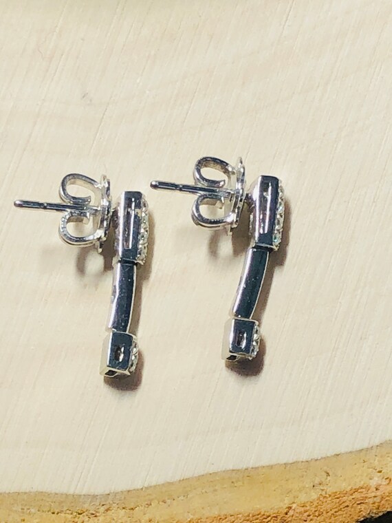 18K White Gold Diamond Bar Stud Earrings. - image 10