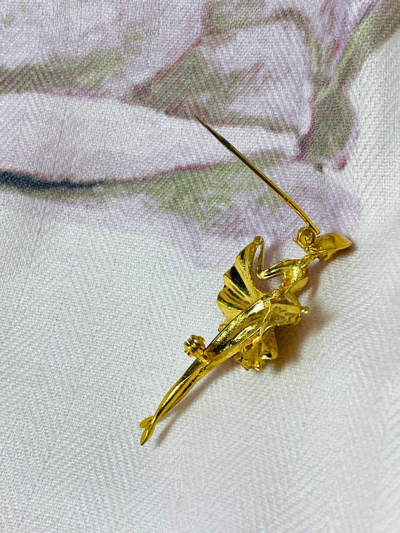 Vintage 18K Solid Gold Ballerina Pin Brooch. - image 8