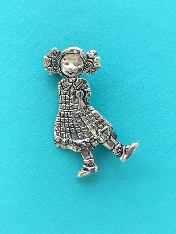 Little Girl Pin ,Young Lady Sterling Silver Vintag