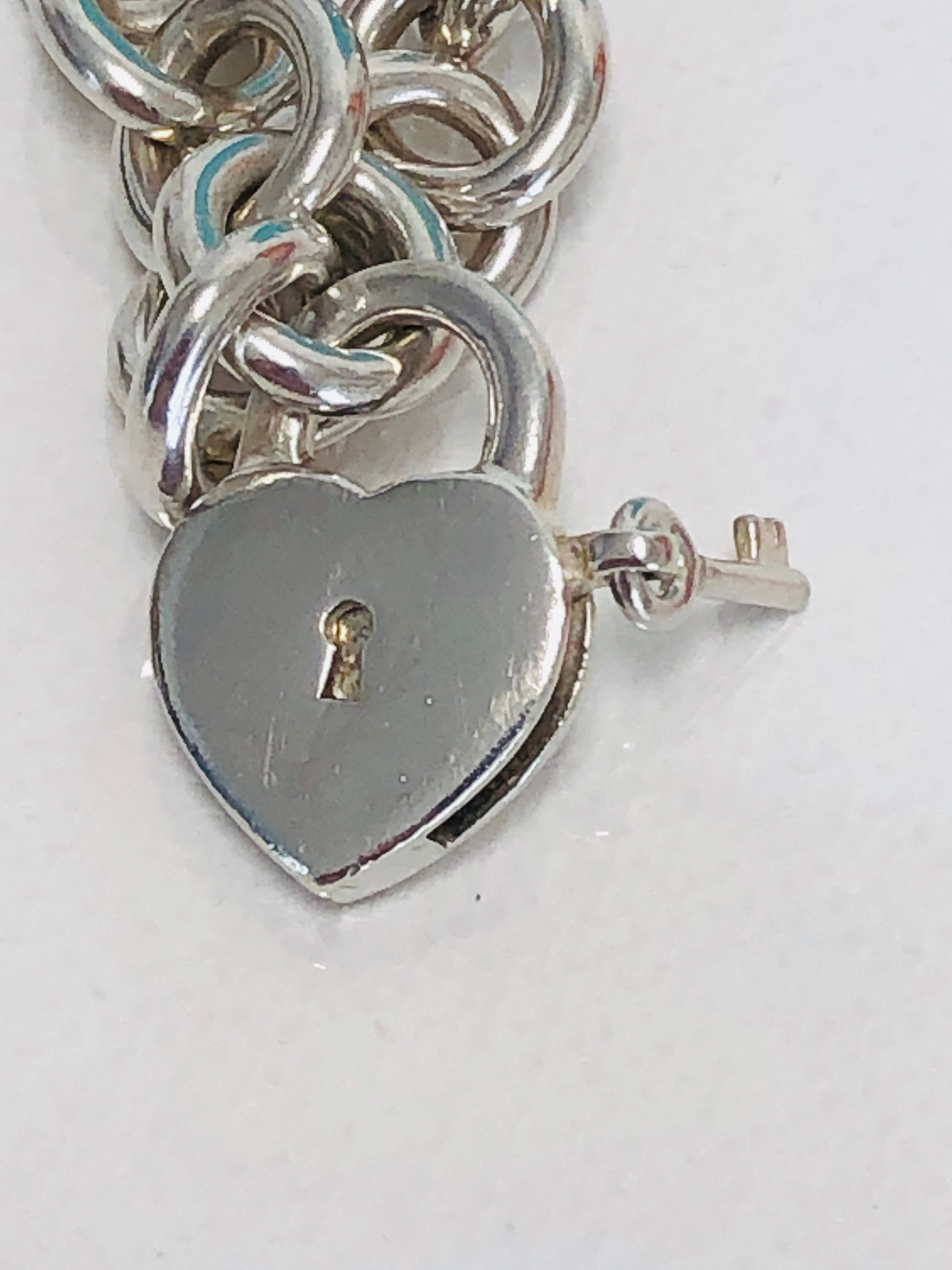 本物の TIFFANY&Co. ハートとキーロック チャーム リンク ブレスレット