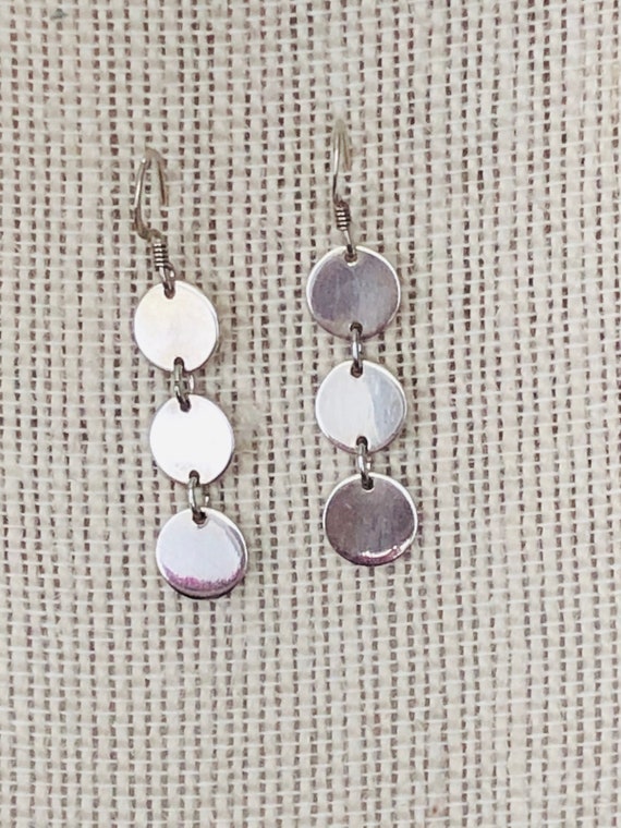 Sterling Silver Dangle Triple Earrings.