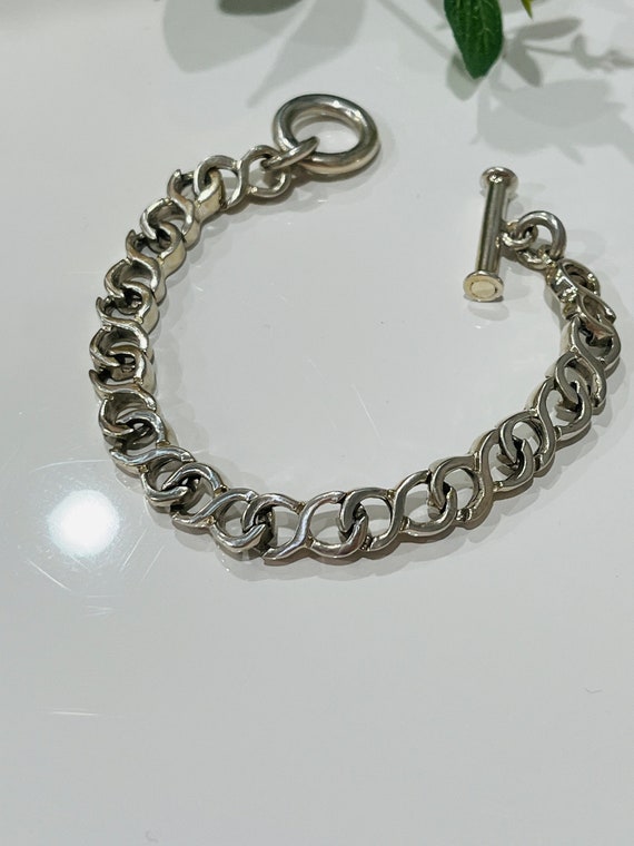 Vintage Sterling Silver Linked Chain Bracelet. - image 2