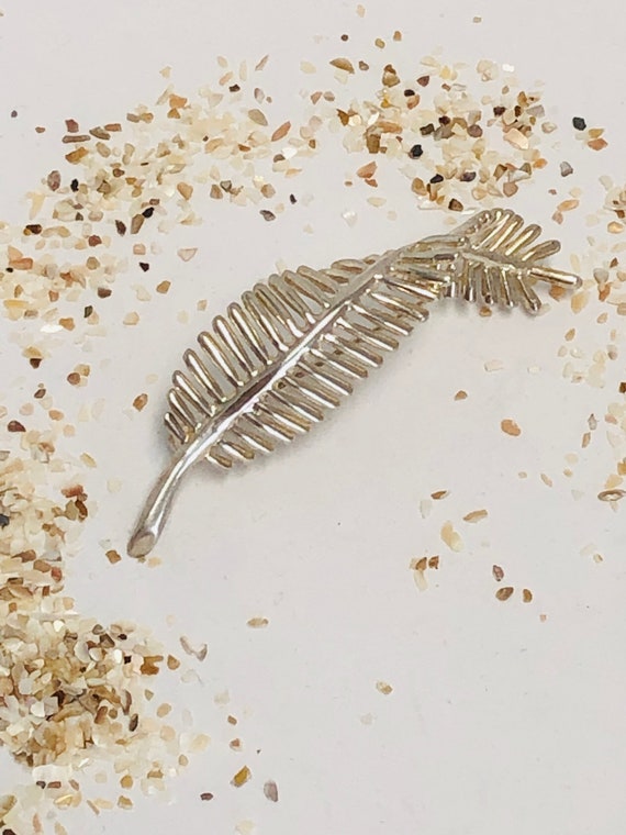 Vintage Sterling Silver Feather Pin Brooch . - image 1