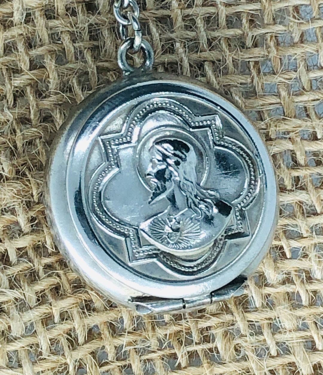 Antique German Silver Jesus Joseph Medal Locket Case . - Etsy