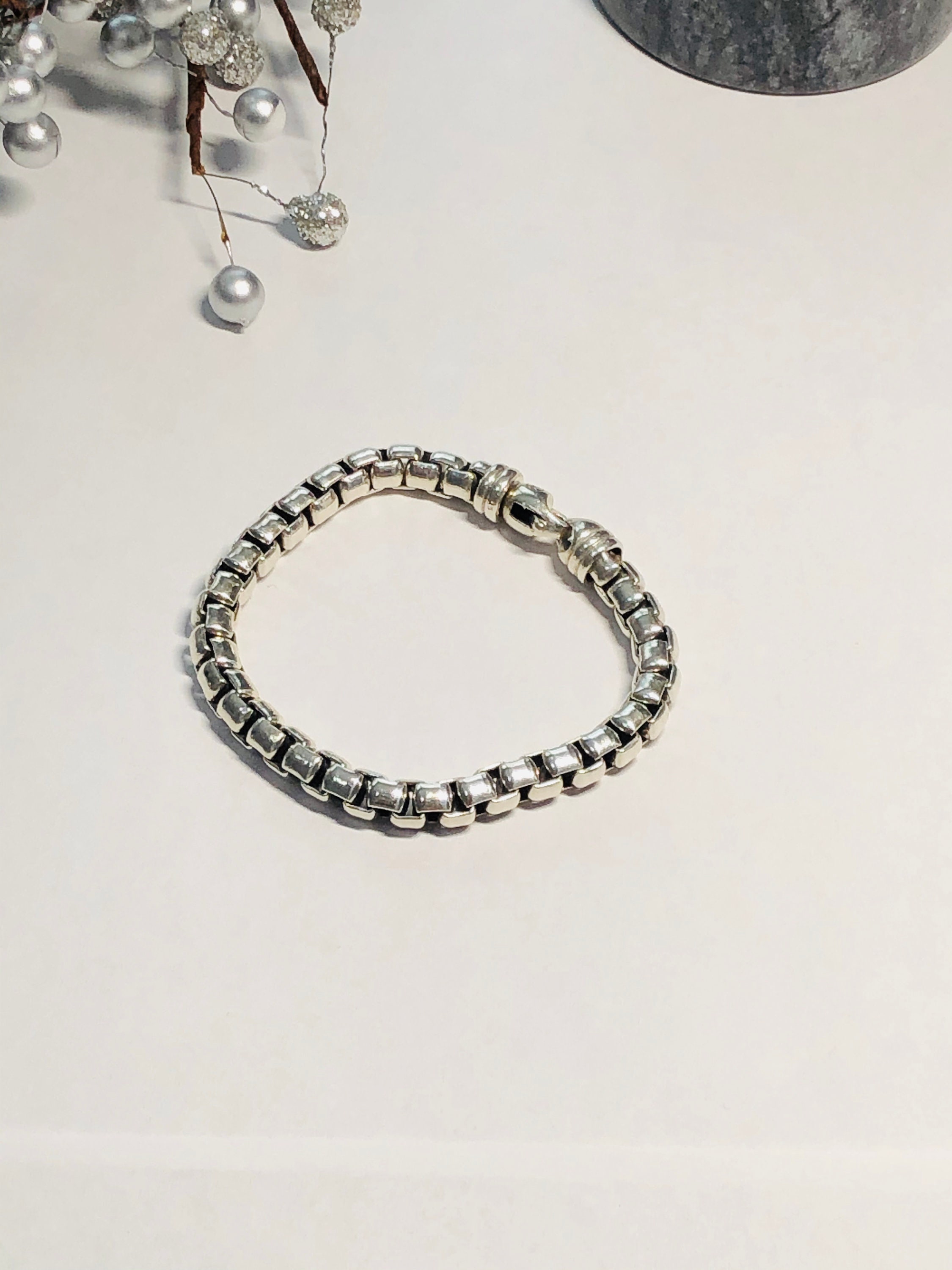 David Yurman Men's Double Box Chain Bracelet - Silver - Size M