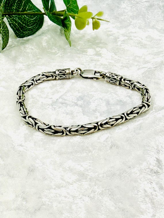Bali Byzantine Sterling Silver Chain Link Bracelet.
