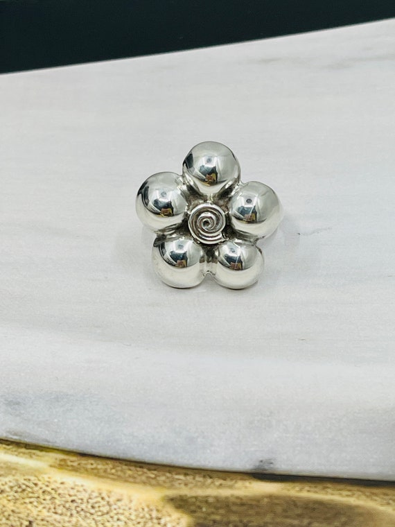 Vintage Sterling Silver Flower Ring.950 - image 2