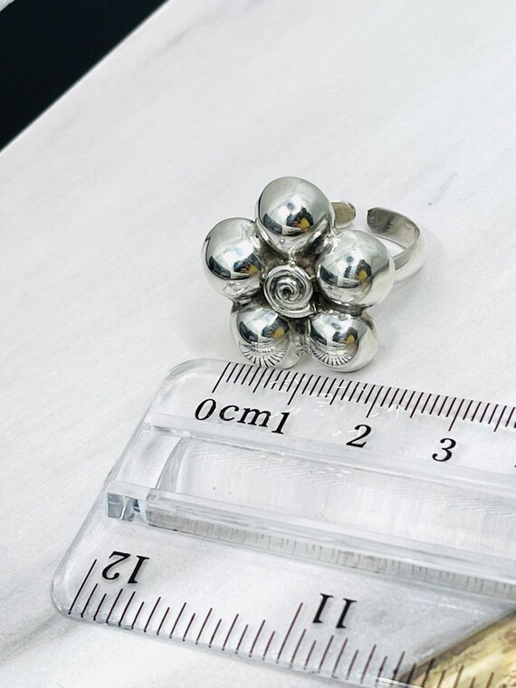 Vintage Sterling Silver Flower Ring.950 - image 6