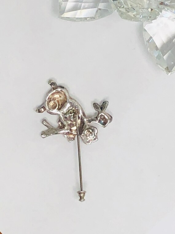 Vintage sterling silver Owl stick pin  brooch. - image 6