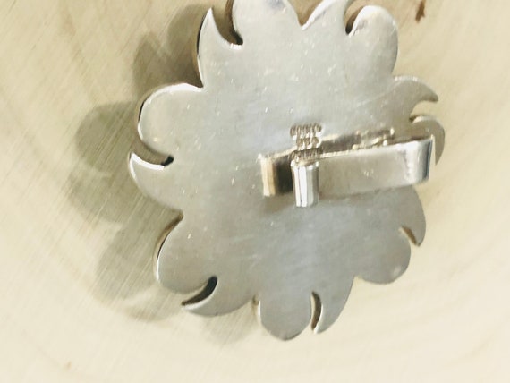 Vintage  Sterling Silver   Onyx Sunflower Pendant. - image 8