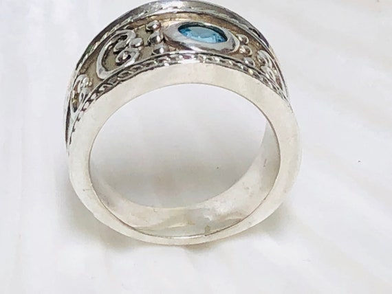 Handmade 925 Blue Zircon or Aquamarine ring - image 2