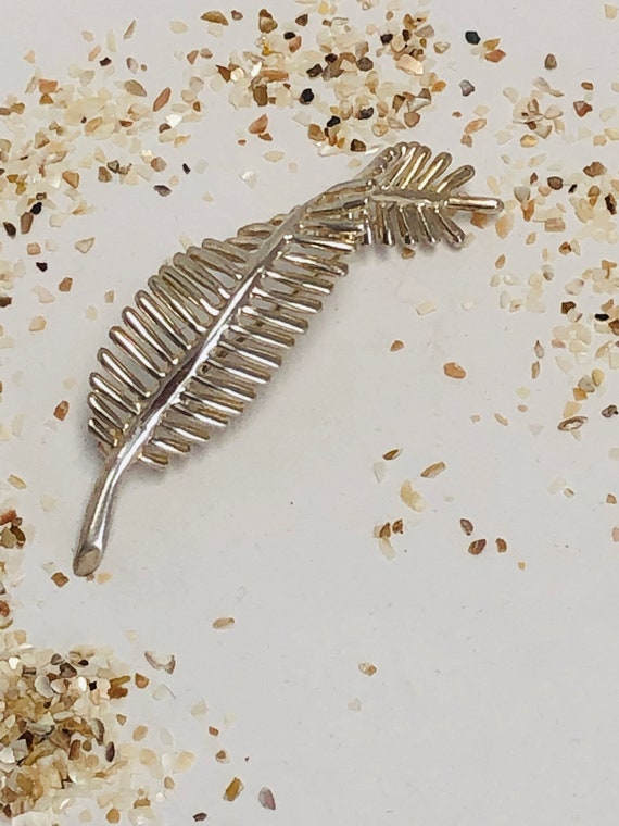 Vintage Sterling Silver Feather Pin Brooch . - image 3