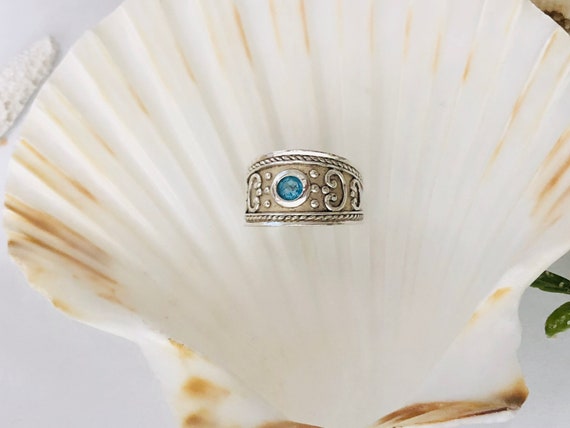 Handmade 925 Blue Zircon or Aquamarine ring - image 5
