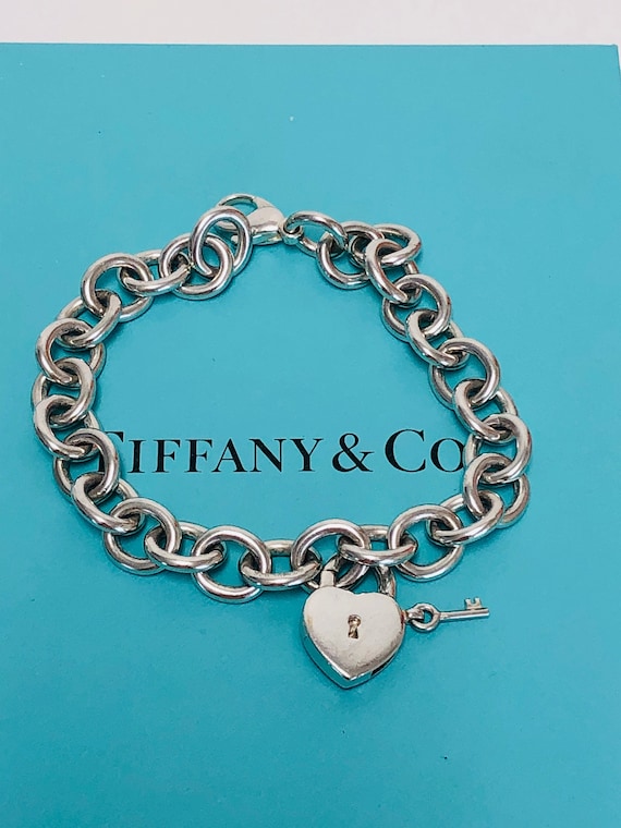 Authentic Tiffany&co.heart and Key Lock Charm Link Bracelet. - Etsy