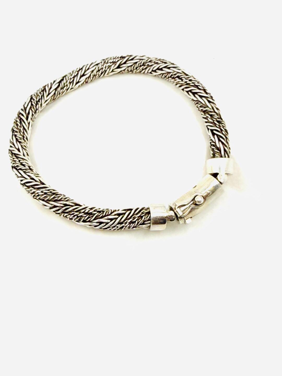 Sterling Silver Woven Chain Bracelet | Hook Clasp | Unisex 925