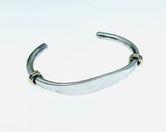 Vintage Two- Tone Sterling Silver Cuff Bracelet.