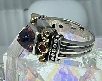 Vintage BJC Samuel B. Sterling Silver &14K Gold Alexandrite Ring.
