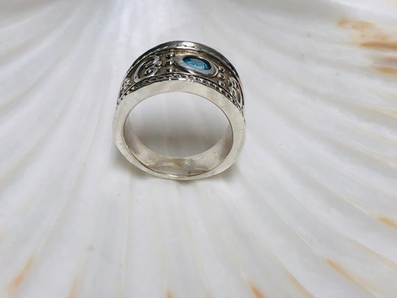 Handmade 925 Blue Zircon or Aquamarine ring - image 4