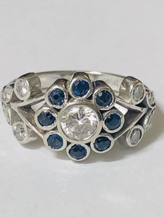 Antique Sapphire Old European Cut Diamond Ring.