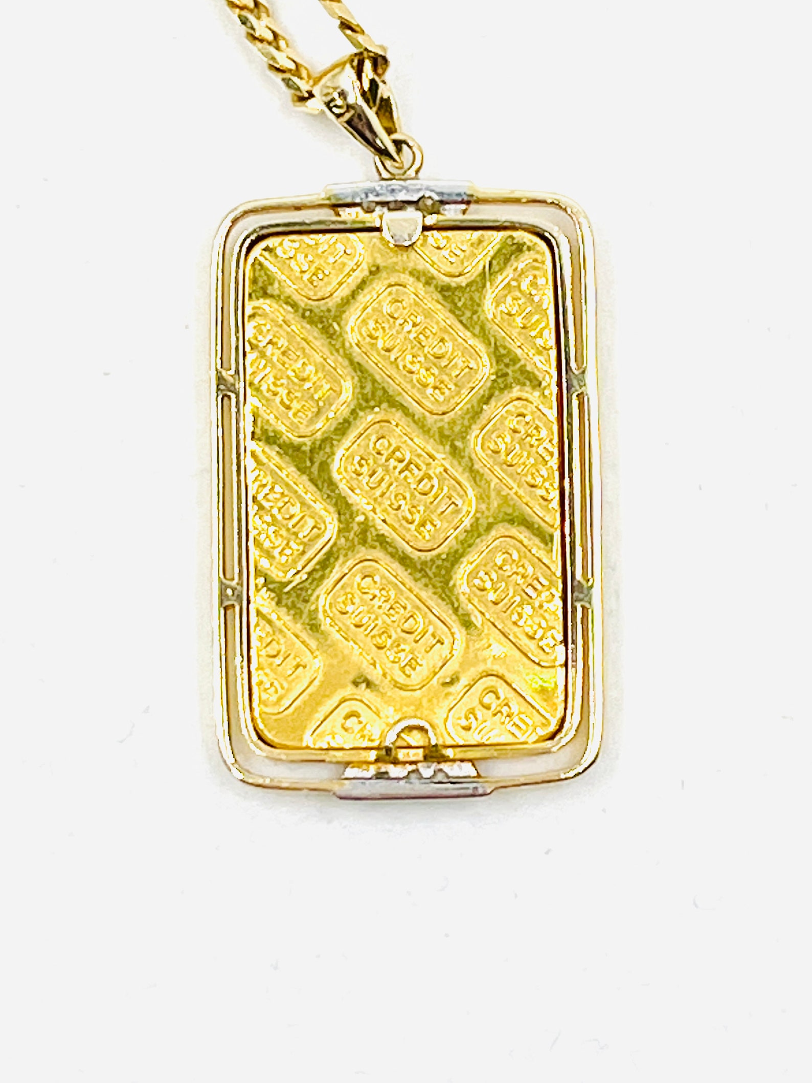 24K Yellow Gold 10 Gram Credit Suisse Bar Pendant Necklace - Etsy