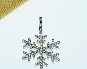 Snowflake Diamond  14K Solid Gold  Pendant.