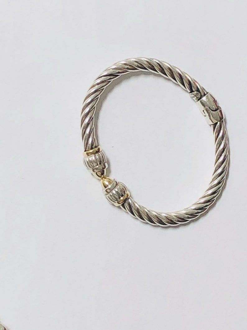 FLLI Menegatti Sterling Silver 925-18K gold classic cable hinged bracelet
