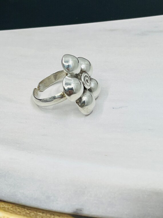 Vintage Sterling Silver Flower Ring.950 - image 4
