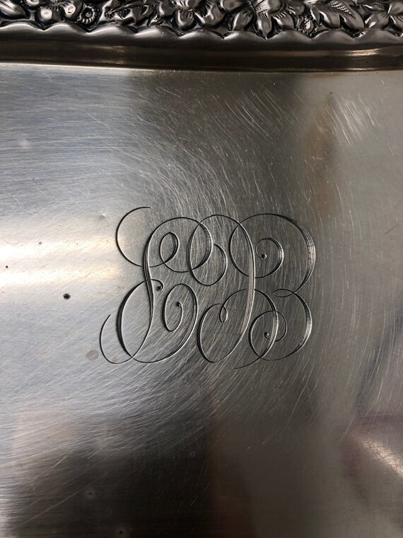 Antique Sterling Silver Tray Flower Design 1895 - Etsy