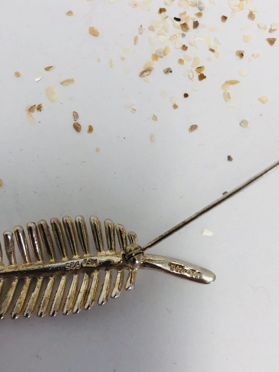 Vintage Sterling Silver Feather Pin Brooch . - image 7
