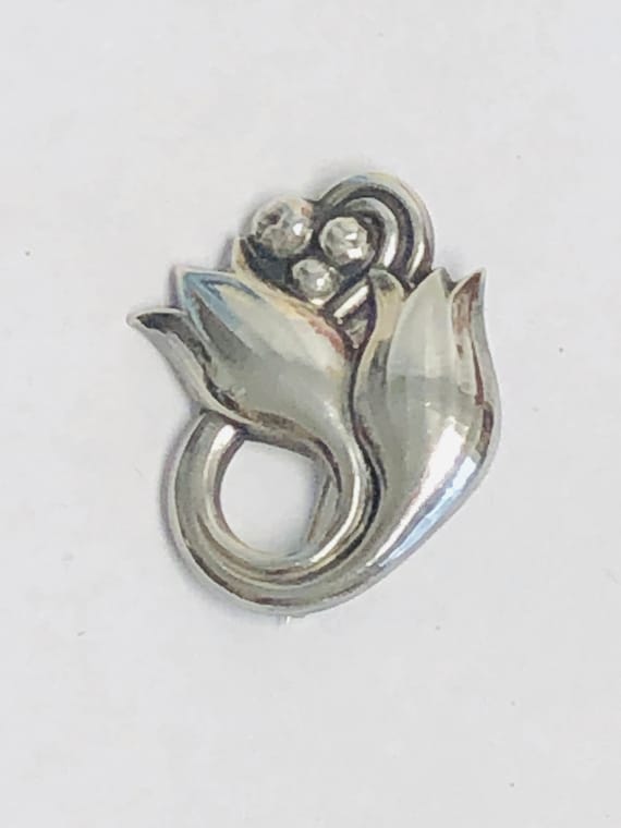 Vintage Georg Jensen Tulip Silver Brooch.