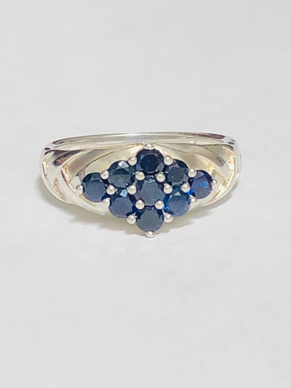925 Sterling Silver Sapphire Round Ring.