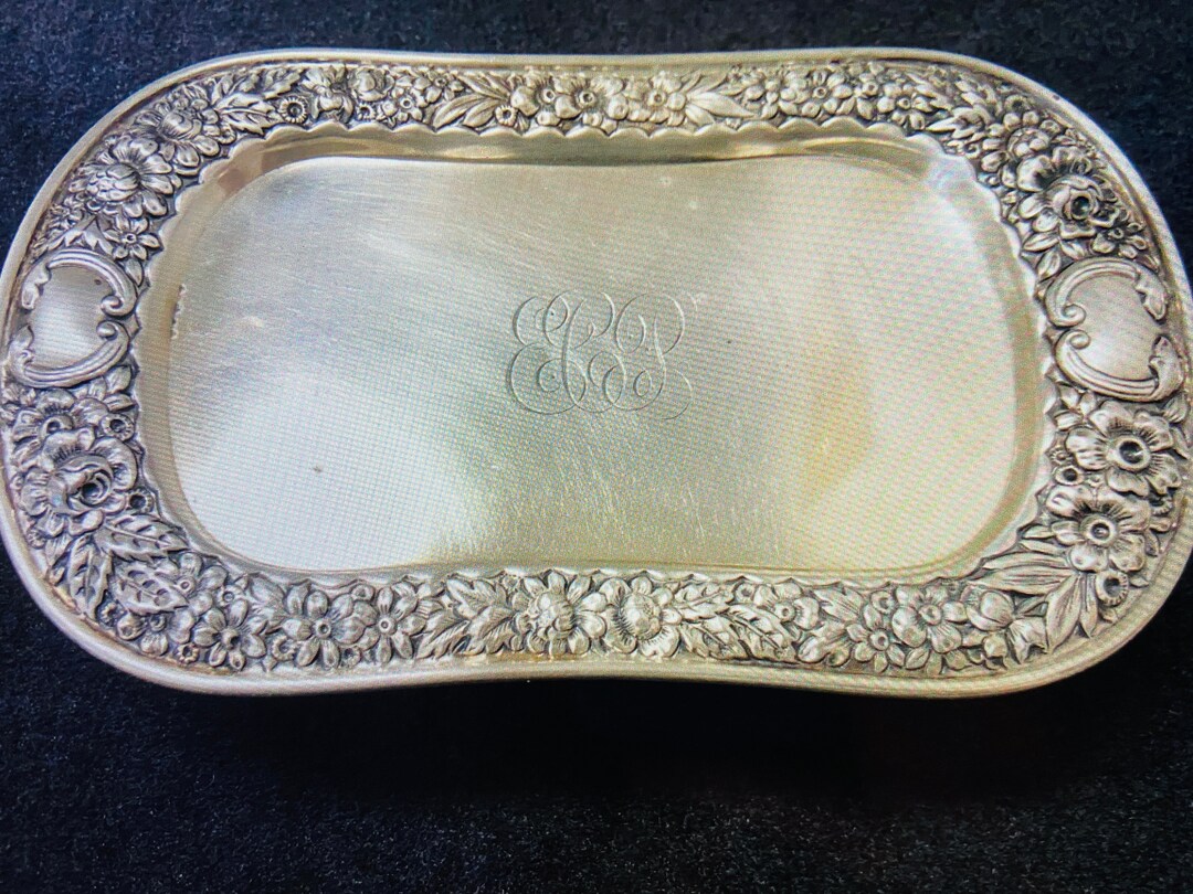 Antique Sterling Silver Tray Flower Design 1895 - Etsy