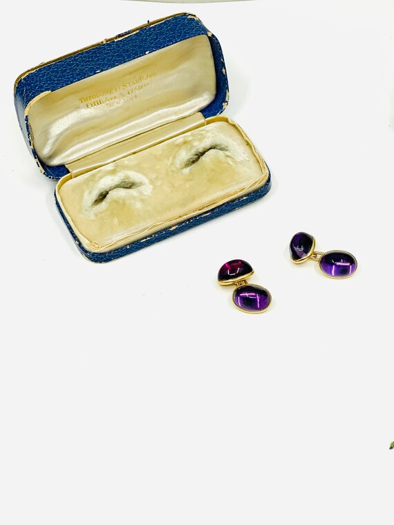 Vintage  Art Deco 14K Gold Amethyst Cufflinks. - image 7