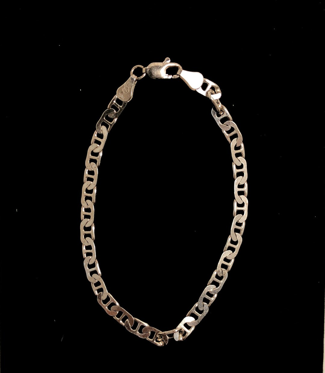 Vintage Sterling Silver Anchor Link Bracelet Etsy