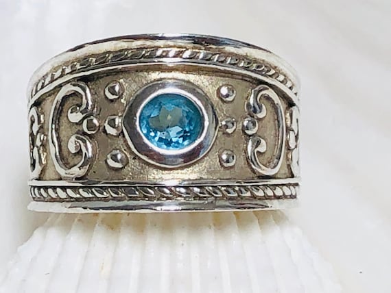Handmade 925 Blue Zircon or Aquamarine ring - image 1
