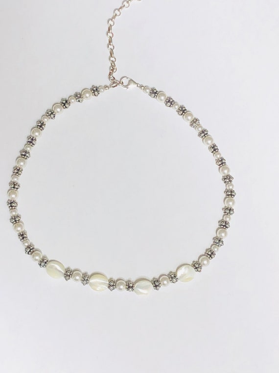 Elegant Pearl  and Sterling Silver Necklace.