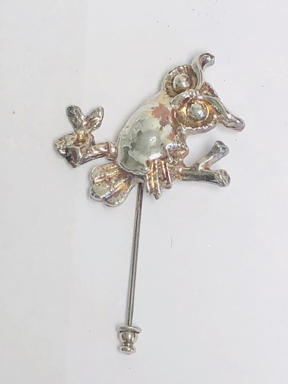 Vintage sterling silver Owl stick pin  brooch. - image 7