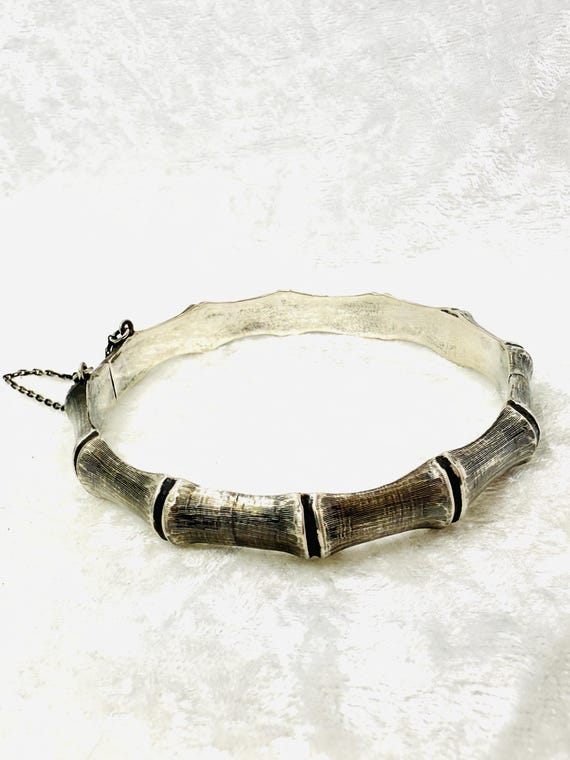 アクセサリー Sterling Silver Bamboo Bangle Vintage Vintage Sterling Silver Hinged Bamboo Bangle. - Etsy Israel