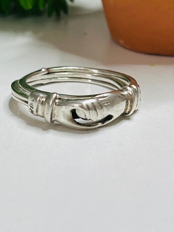 Vintage Sterling Silver Friendship  Ring.