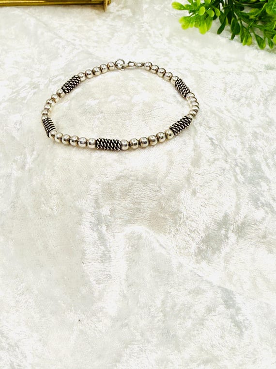Sterling Silver Beads Bracelet.