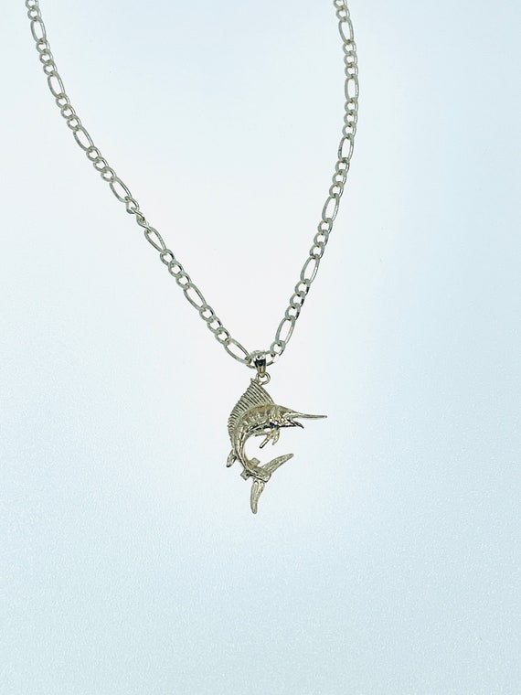 Sterling Silver Marlin Fish Pendant Necklace. - image 6