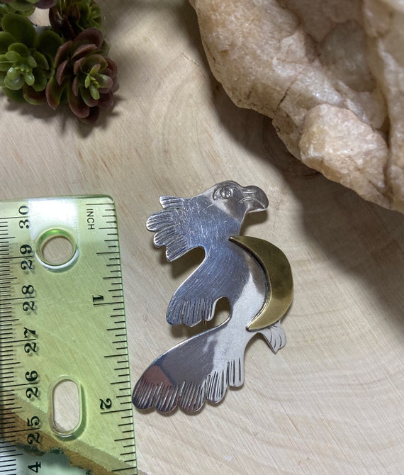 Vintage Sterling Silver Two -Tone Parrot Pin Broo… - image 7