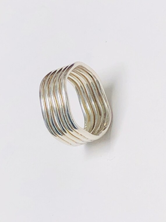 Mexican Sterling Silver Crested Wave Cigar Band r… - image 6