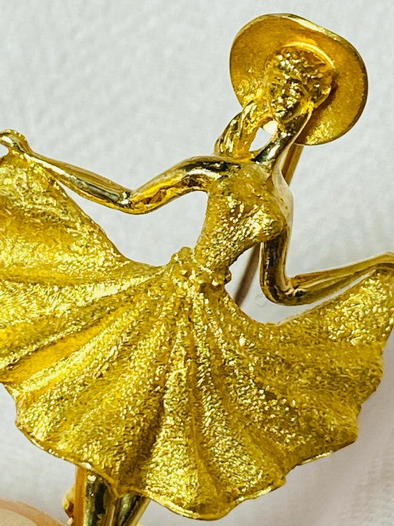 Vintage 18K Solid Gold Ballerina Pin Brooch. - image 6